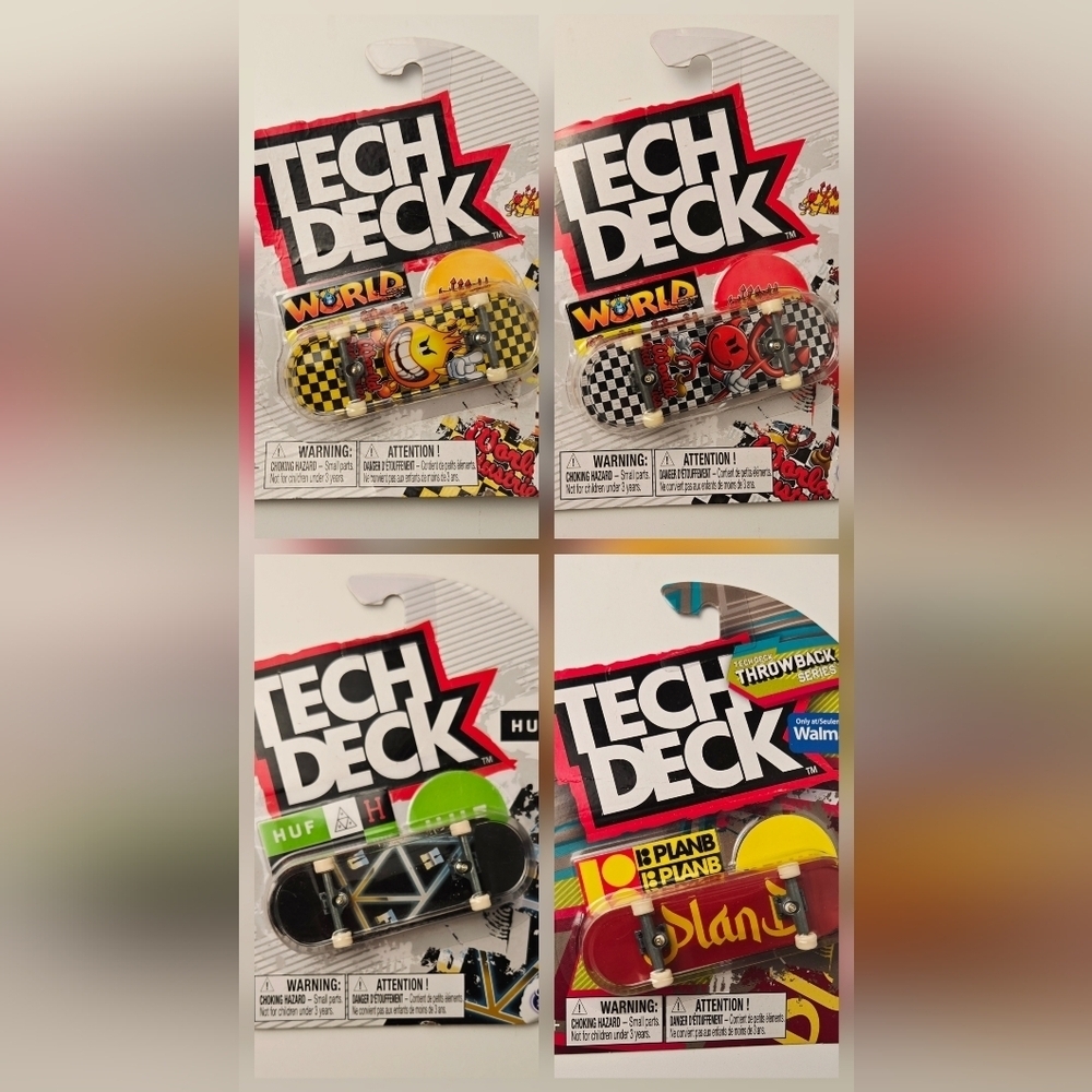 Tech Deck Fingerboard Bundle Lot of 4 Throwback Series New Sealed